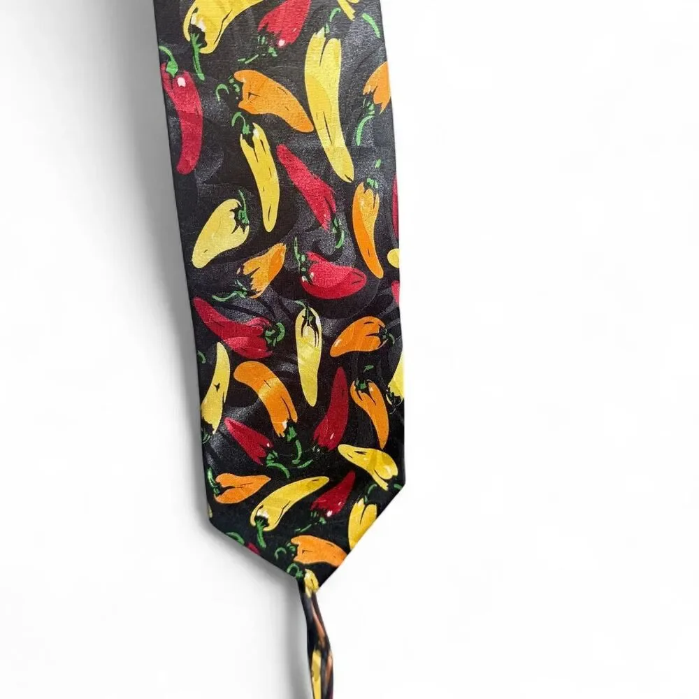 Beverly Hills Polo Club Black Chili Pepper Novelty Tie Like New